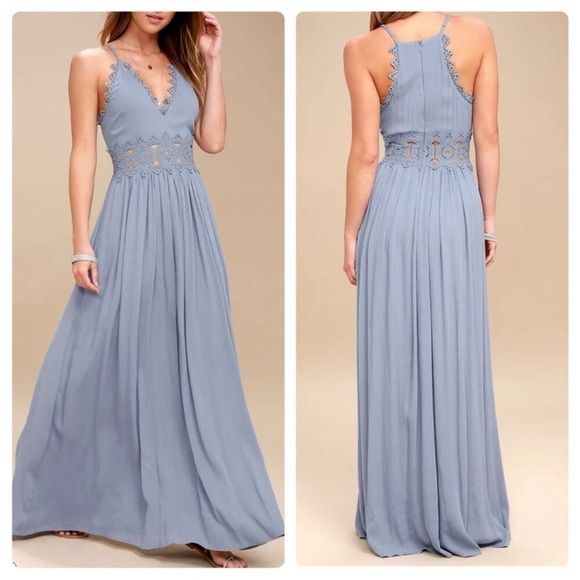 Lulu’s This is Love Sky Blue Lace Cutout • maxi dress • lace • sundress - Picture 1 of 11